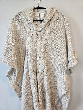 Soft Cableknit Poncjo Cocogio Made In Italy